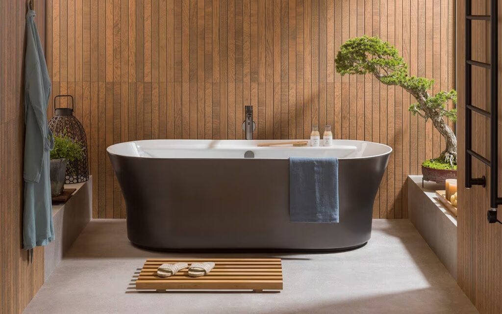 Modern Freestanding wood style design bathroom