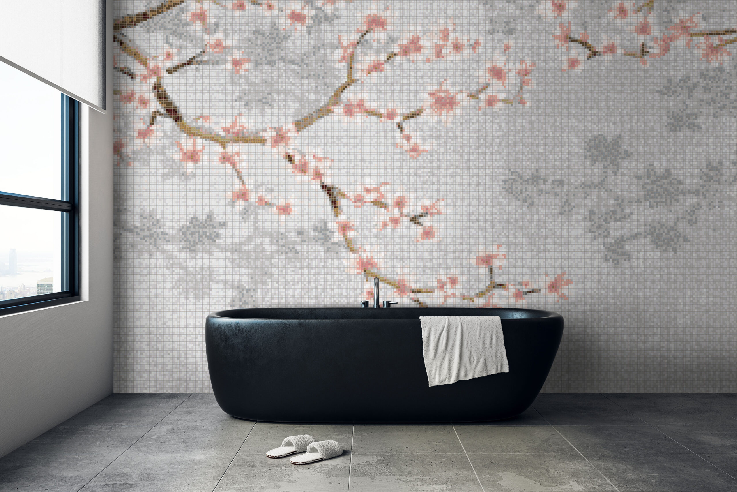 Modern bathroom Mosaic Cherry Blossom